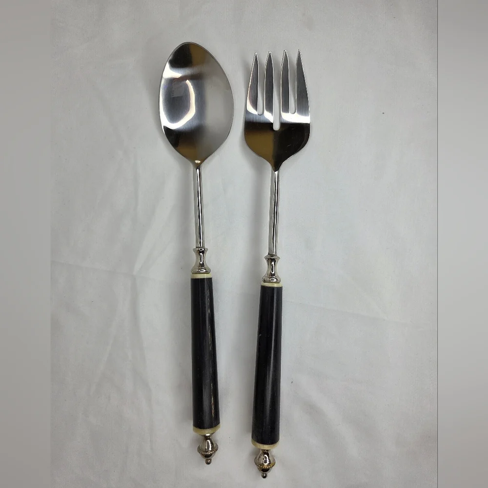 Chic Black and Silver Serving Salad Set Utensils For Everyday